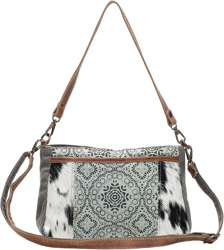Myra Bag Eau De Nil Upcycled Canvas & Cowhide Shoulder Bag S-1430 in Saudi Arabia