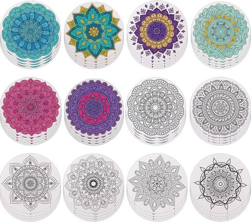 Zhanmai 24 Pack Velvet Coloring Posters Mandala Fuzzy Felt Coloring Pages Mandala Works for Kids Color Your Own Poster Bulk for Holiday Gifts School Party Activities in Saudi Arabia
