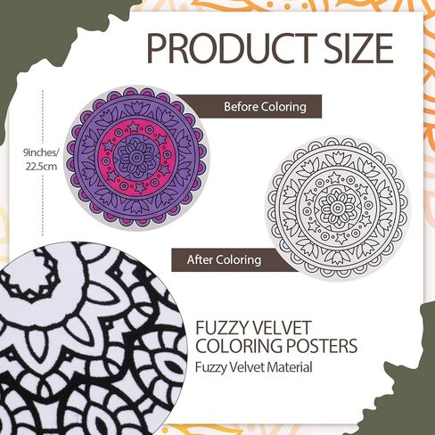 Zhanmai 24 Pack Velvet Coloring Posters Mandala Fuzzy Felt Coloring Pages Mandala Works for Kids Color Your Own Poster Bulk for Holiday Gifts School Party Activities in Saudi Arabia