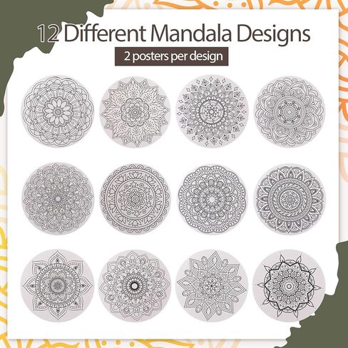 Zhanmai 24 Pack Velvet Coloring Posters Mandala Fuzzy Felt Coloring Pages Mandala Works for Kids Color Your Own Poster Bulk for Holiday Gifts School Party Activities in Saudi Arabia