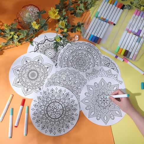 Zhanmai 24 Pack Velvet Coloring Posters Mandala Fuzzy Felt Coloring Pages Mandala Works for Kids Color Your Own Poster Bulk for Holiday Gifts School Party Activities in Saudi Arabia
