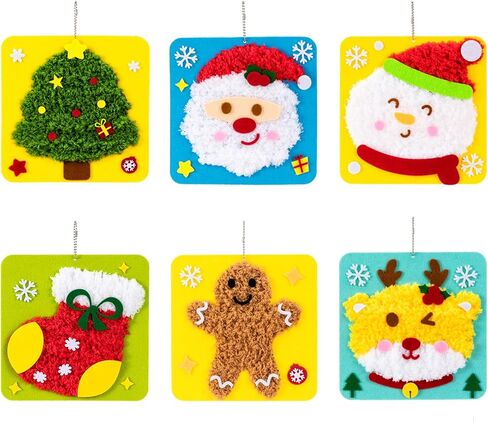 مجموعة أدوات الخياطة اليدوية لعيد الميلاد من HANYMWANZW للأطفال، 6 عبوات من خياطة التطريز اللباد مع ملصقات مشاريع الخياطة اليدوية للفنون والحرف اليدوية وزخارف العطلات الشتوية in Kuwait