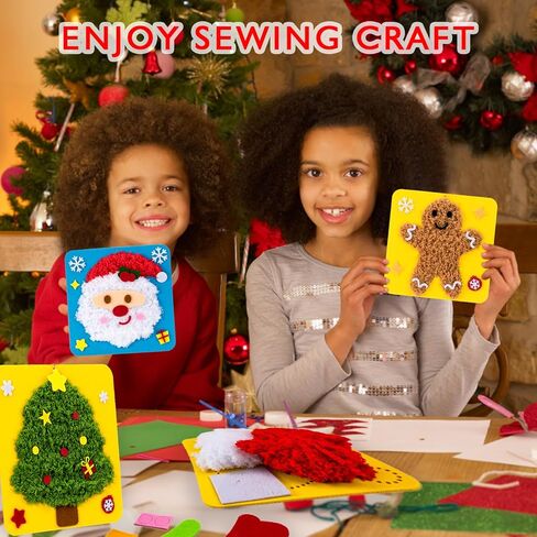مجموعة أدوات الخياطة اليدوية لعيد الميلاد من HANYMWANZW للأطفال، 6 عبوات من خياطة التطريز اللباد مع ملصقات مشاريع الخياطة اليدوية للفنون والحرف اليدوية وزخارف العطلات الشتوية in Kuwait