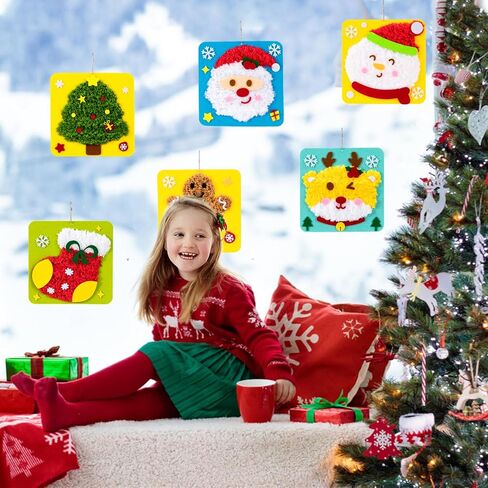 مجموعة أدوات الخياطة اليدوية لعيد الميلاد من HANYMWANZW للأطفال، 6 عبوات من خياطة التطريز اللباد مع ملصقات مشاريع الخياطة اليدوية للفنون والحرف اليدوية وزخارف العطلات الشتوية in Kuwait