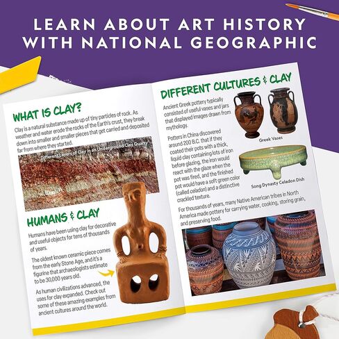 NATIONAL GEOGRAPHIC Mosaic Arts and Crafts Kit for Kids - Mosaic Kit for Creating 3 Glass Tile Mosaic Art Projects, Includes Glass Tiles, Templates, Plaster & More, Art Supplies, Mosaic Kits for Kids in Kuwait