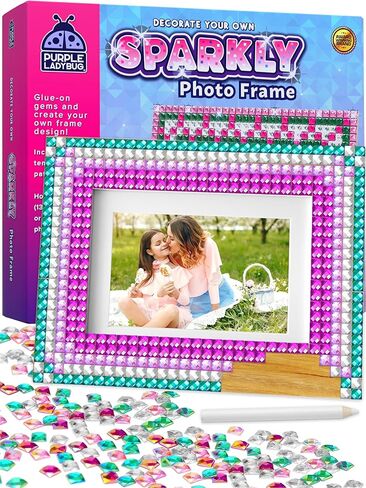 PURPLE LADYBUG Decorate Your Own Kids Picture Frame Craft Kit - Gift for 6 Year Old Girl, Gift for 7 Year Old Girl - Fun DIY Craft Kits for Girls Ages 6-8 Years Old, Arts & Crafts for Kids & Tweens in Kuwait