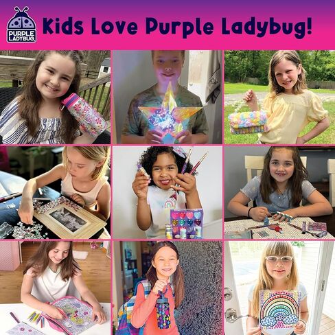 PURPLE LADYBUG Decorate Your Own Kids Picture Frame Craft Kit - Gift for 6 Year Old Girl, Gift for 7 Year Old Girl - Fun DIY Craft Kits for Girls Ages 6-8 Years Old, Arts & Crafts for Kids & Tweens in Kuwait