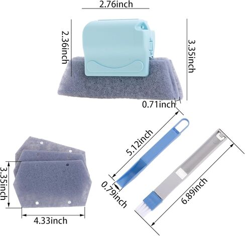 مجموعة أدوات تنظيف مسارات النوافذ السحرية، أدوات تنظيف مسارات عتبات النوافذ، مكشطة تنظيف، 3 قطع من فرشاة التنظيف و6 قطع قماش بديلة، قطعتان من فرشاة التنظيف in Kuwait