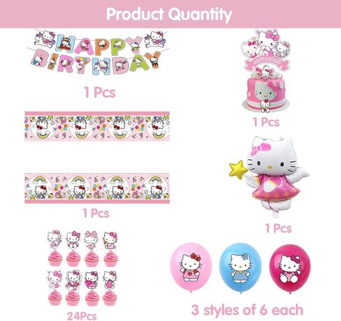 Cute Cat Birthday Decorations, Pink Party Supplies Include Happy Birthday Banner, Balloons, Cake Toppers, Tablecloth, Party Decor for Girls in Saudi Arabia
