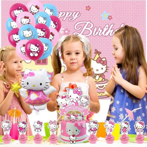 Cute Cat Birthday Decorations, Pink Party Supplies Include Happy Birthday Banner, Balloons, Cake Toppers, Tablecloth, Party Decor for Girls in Saudi Arabia