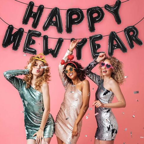 Silver Happy New Year 2026 Balloons, 16 Inch 2026 Foil Number Balloons, 2026 NYE Decorations for 2026 New Years Eve Décor in Saudi Arabia