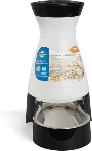 PetSafe Healthy Pet Food Station - Medium, 4 lb Kibble Capacity - Automatic Cat & Dog Feeder - Removable Stainless Steel Bowl Resists Corrosion & Stands Up to Frequent Use - Easy to Fill & Clean in Saudi Arabia