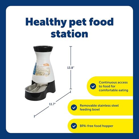 PetSafe Healthy Pet Food Station - Medium, 4 lb Kibble Capacity - Automatic Cat & Dog Feeder - Removable Stainless Steel Bowl Resists Corrosion & Stands Up to Frequent Use - Easy to Fill & Clean in Saudi Arabia