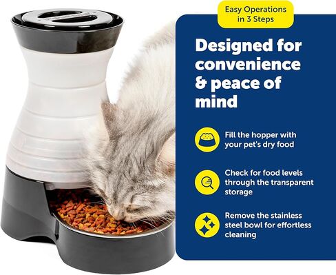 PetSafe Healthy Pet Food Station - Medium, 4 lb Kibble Capacity - Automatic Cat & Dog Feeder - Removable Stainless Steel Bowl Resists Corrosion & Stands Up to Frequent Use - Easy to Fill & Clean in Saudi Arabia