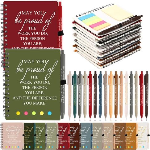 48 PCS/ 24 مجموعة تقدير الموظف هدية معلم المتطوع الملهمة A6 SPOONTER NOTERS Ballpoint Pen Journal Notepad for Cowhort in Kuwait
