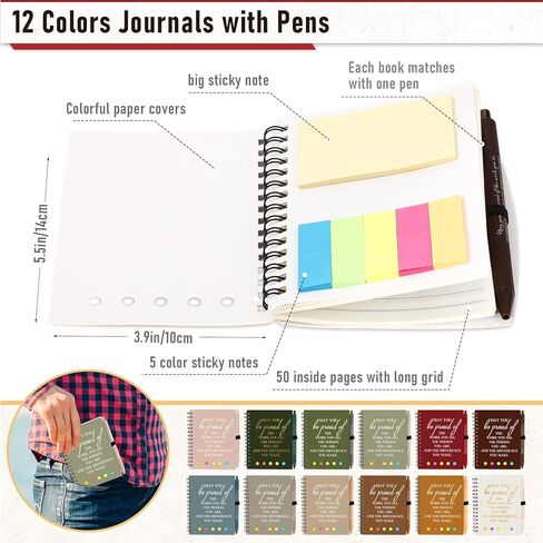 48 PCS/ 24 مجموعة تقدير الموظف هدية معلم المتطوع الملهمة A6 SPOONTER NOTERS Ballpoint Pen Journal Notepad for Cowhort in Kuwait