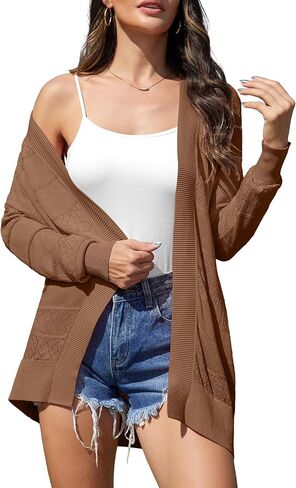 VIISHOW Women's Lightweight Crochet Knit Cardigan Open Front Long Sleeve Hollow Out Soft Shrug Sweater in Saudi Arabia
