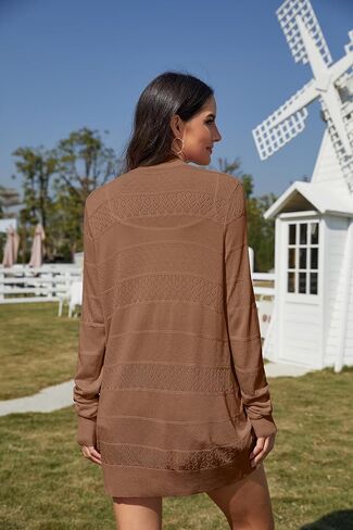 VIISHOW Women's Lightweight Crochet Knit Cardigan Open Front Long Sleeve Hollow Out Soft Shrug Sweater in Saudi Arabia