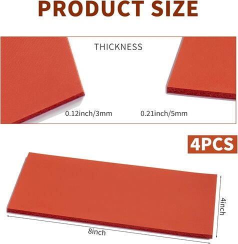 4 Pack Silicone Heat Press Mat, 2 Thicknesses (1/8" & 1/5") 3.93x7.87 Inch Pad for Hat Press Accessories, High Heat Resistant, Even Pressure, Cut-to-Fit, for HTV, Sublimation and Craft Projects in Saudi Arabia