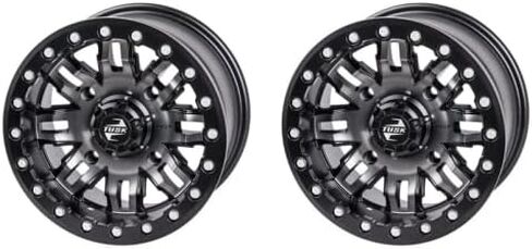 (2 Pack) 4/137 Tusk Teton Beadlock Wheel 14x7 4.0 + 3.0 Gun Metal/Black For Can-Am Maverick X3 X RC Turbo 64 Inch 2018-2021 in Saudi Arabia