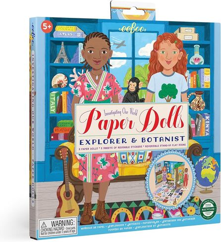 eeBoo: Baker and Painter Paper Dolls Reusable Set, Allows for Creativity and Imagination, Heavy Duty Board, for Ages 5 and up, Comes with a 2 Sided-Stand up Scene in Saudi Arabia