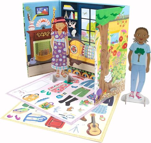 eeBoo: Baker and Painter Paper Dolls Reusable Set, Allows for Creativity and Imagination, Heavy Duty Board, for Ages 5 and up, Comes with a 2 Sided-Stand up Scene in Saudi Arabia