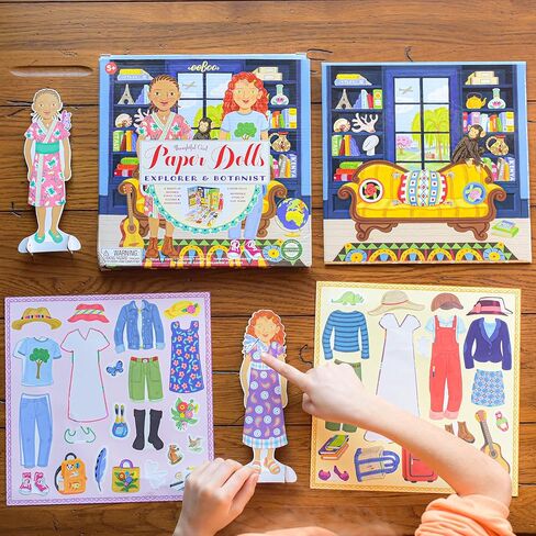 eeBoo: Baker and Painter Paper Dolls Reusable Set, Allows for Creativity and Imagination, Heavy Duty Board, for Ages 5 and up, Comes with a 2 Sided-Stand up Scene in Saudi Arabia