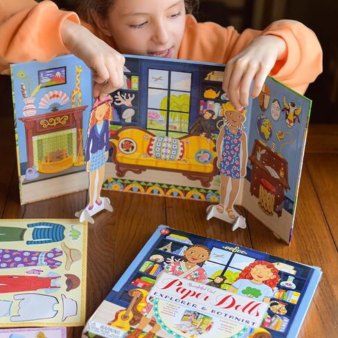 eeBoo: Baker and Painter Paper Dolls Reusable Set, Allows for Creativity and Imagination, Heavy Duty Board, for Ages 5 and up, Comes with a 2 Sided-Stand up Scene in Saudi Arabia