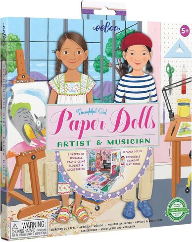 eeBoo: Baker and Painter Paper Dolls Reusable Set, Allows for Creativity and Imagination, Heavy Duty Board, for Ages 5 and up, Comes with a 2 Sided-Stand up Scene in Saudi Arabia