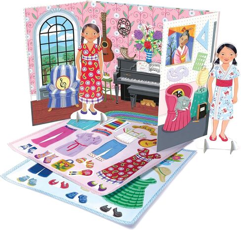 eeBoo: Baker and Painter Paper Dolls Reusable Set, Allows for Creativity and Imagination, Heavy Duty Board, for Ages 5 and up, Comes with a 2 Sided-Stand up Scene in Saudi Arabia