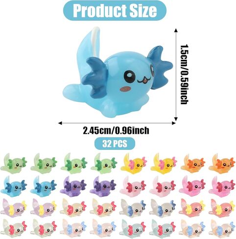 32pcs Mini Resin Axolotl Miniature Figurine, Glow in The Dark Tiny Animal Figurines Small Luminous Charm Ornament for DIY Craft Garden Landscape Dollhouse Ornament Potted Plants Decorations in Saudi Arabia