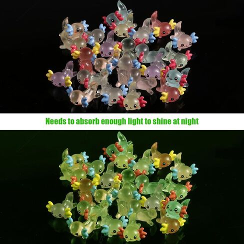 32pcs Mini Resin Axolotl Miniature Figurine, Glow in The Dark Tiny Animal Figurines Small Luminous Charm Ornament for DIY Craft Garden Landscape Dollhouse Ornament Potted Plants Decorations in Saudi Arabia