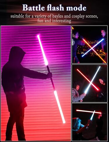 JvmuSaber [𝗦𝘁α𝗿-𝘄α𝗿𝘀] Double-Bladed Lightsaber Toy, RGB USB C Charge Light Saber, 2-in-1 Detachable Alloy Hilt, 12 Colors and 4 Modes & Sounds, for Kid and Adult Children's Day Gift (Black) in Kuwait