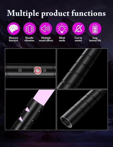JvmuSaber [𝗦𝘁α𝗿-𝘄α𝗿𝘀] Double-Bladed Lightsaber Toy, RGB USB C Charge Light Saber, 2-in-1 Detachable Alloy Hilt, 12 Colors and 4 Modes & Sounds, for Kid and Adult Children's Day Gift (Black) in Kuwait