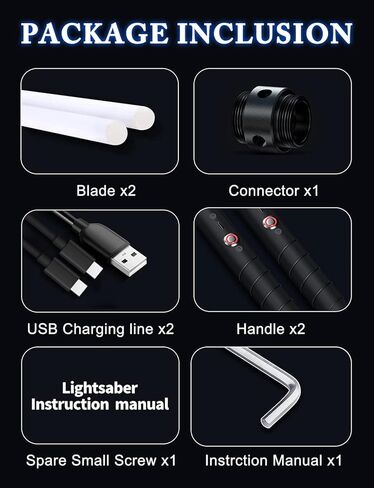 JvmuSaber [𝗦𝘁α𝗿-𝘄α𝗿𝘀] Double-Bladed Lightsaber Toy, RGB USB C Charge Light Saber, 2-in-1 Detachable Alloy Hilt, 12 Colors and 4 Modes & Sounds, for Kid and Adult Children's Day Gift (Black) in Kuwait