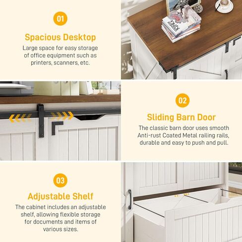 Vabches Lateral File Cabinets with Adjustable Shelf, Farmhouse Filing Cabinet with Lock for Home Office, Filing Organization Storage Cabinets with Sliding Barn Door for Hanging Files Letter/A4 in Saudi Arabia