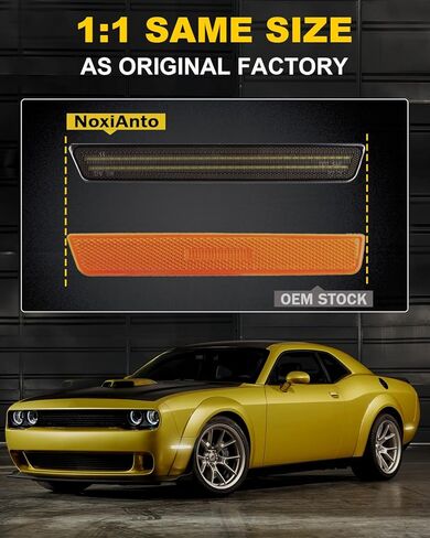 NoxiAnto Full LED White Side Marker Lights for Dodge Challenger 2015-2023, OEM Upgraded Front & Rear Bumper Marker Lamps Corner Parking Lights Smoked Lens, Pack of 4 in Saudi Arabia
