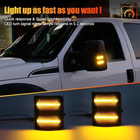 R&F أضواء مرآة جانبية LED تلقائية عدسة مدخنة لـ 08-16 Ford F250 F350 F450 F550 Super Duty، F150، L'incoln Mark LT، Switchback White Yellow Marker Turn Signal Lamp in Kuwait