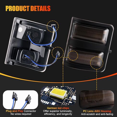 R&F أضواء مرآة جانبية LED تلقائية عدسة مدخنة لـ 08-16 Ford F250 F350 F450 F550 Super Duty، F150، L'incoln Mark LT، Switchback White Yellow Marker Turn Signal Lamp in Kuwait