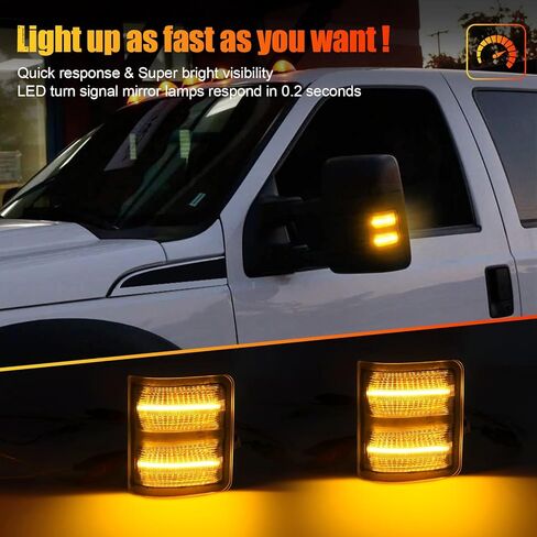 R&F أضواء مرآة جانبية LED تلقائية عدسة مدخنة لـ 08-16 Ford F250 F350 F450 F550 Super Duty، F150، L'incoln Mark LT، Switchback White Yellow Marker Turn Signal Lamp in Kuwait