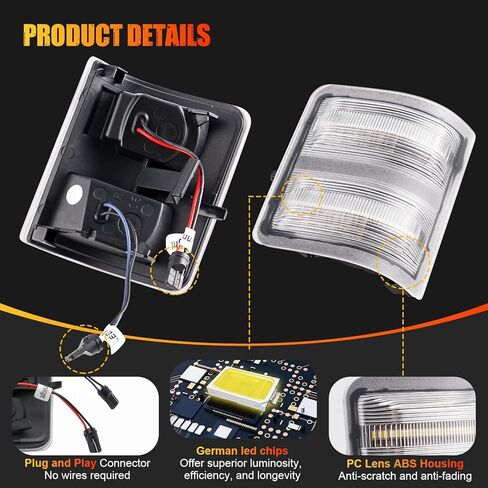R&F أضواء مرآة جانبية LED تلقائية عدسة مدخنة لـ 08-16 Ford F250 F350 F450 F550 Super Duty، F150، L'incoln Mark LT، Switchback White Yellow Marker Turn Signal Lamp in Kuwait