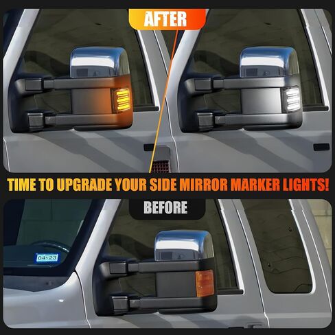 R&F Auto LED Side Mirror Lights Smoked Lens for 08-16 F'ord F250 F350 F450 F550 Super Duty, F150, L'incoln Mark LT, Switchback White Yellow Marker Turn Signal Lamp in Saudi Arabia