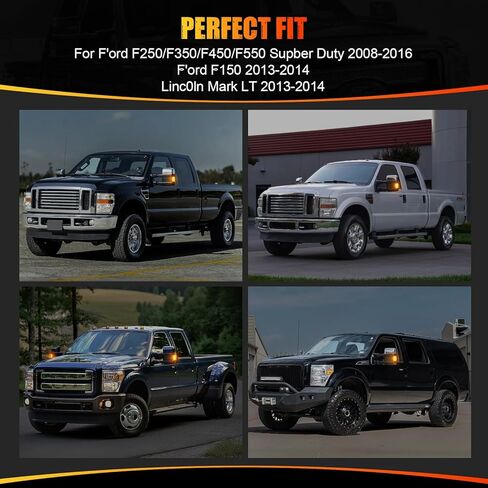 R&F Auto LED Side Mirror Lights Smoked Lens for 08-16 F'ord F250 F350 F450 F550 Super Duty, F150, L'incoln Mark LT, Switchback White Yellow Marker Turn Signal Lamp in Saudi Arabia