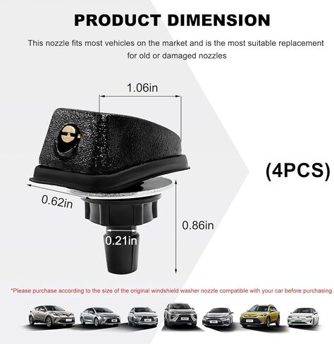 2 PCS Car Front Windshield Washer Nozzle, Single Hole Windshield Washer Wiper Nozzel Sprayer Head, Adjustable Fan-Shaped Wiper Spray Jet Replacement for Most Cars SUVs Trucks in Saudi Arabia