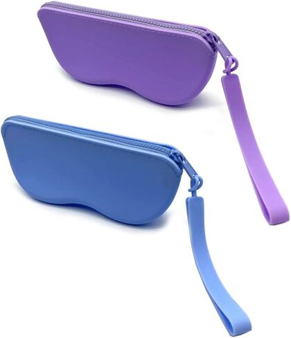 JAVOedge (عبوتان) حافظة نظارة من السيليكون الناعم الممتاز متوسطة الحجم بسحاب للإغلاق تناسب معظم النظارات للرجال والنساء in Kuwait