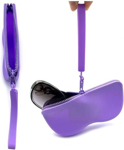 JAVOedge (عبوتان) حافظة نظارة من السيليكون الناعم الممتاز متوسطة الحجم بسحاب للإغلاق تناسب معظم النظارات للرجال والنساء in Kuwait