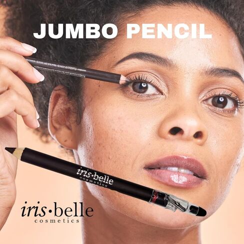 IRIS.BELLE 2 PCS WATERPROOF LIP & EYE JUMBO PENCIL WITH SHARPENER. THICK LONG LASTING PENCIL, 2 PCS DEAL(DARK BROWN) in Saudi Arabia