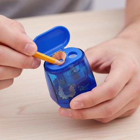 4Pcs Pencil Sharpeners Double Holes-Manual Colorful Pencil Sharpener with Lid,Portable Use in School,Office,Home in Saudi Arabia
