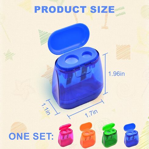 4Pcs Pencil Sharpeners Double Holes-Manual Colorful Pencil Sharpener with Lid,Portable Use in School,Office,Home in Saudi Arabia