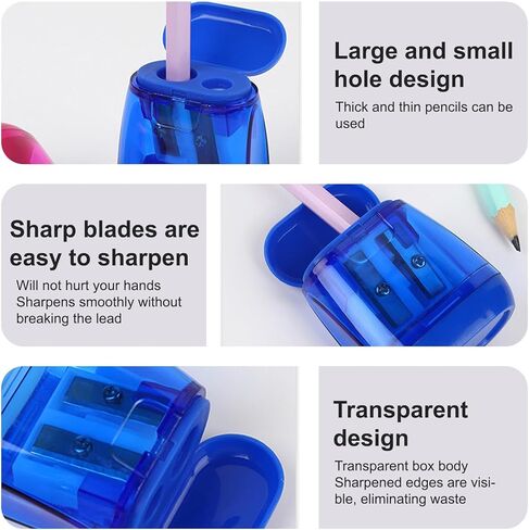 4Pcs Pencil Sharpeners Double Holes-Manual Colorful Pencil Sharpener with Lid,Portable Use in School,Office,Home in Saudi Arabia